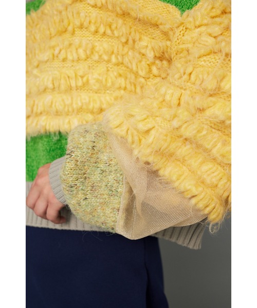 HeRIN.CYE（ヘリンドットサイ）の「Mix knit short tops　　ミックスニットショートトップス（ニット/セーター・レディース・ライトベージュ/グリーン系その他/ライトグレー・FREE）」の9枚目の写真