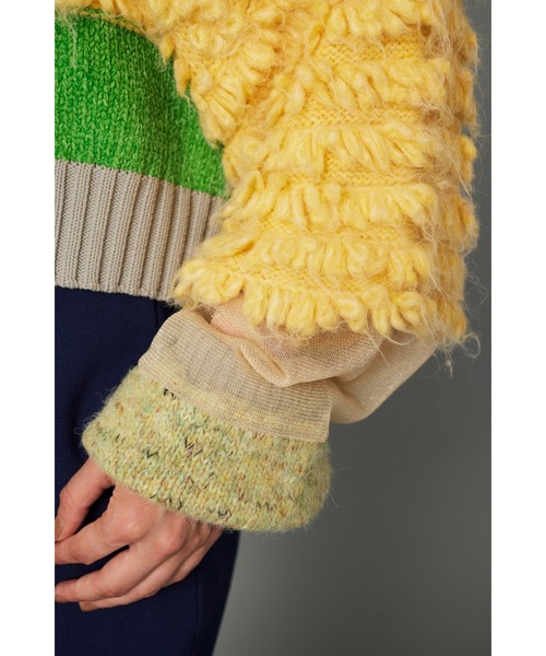 HeRIN.CYE（ヘリンドットサイ）の「Mix knit short tops　　ミックスニットショートトップス（ニット/セーター・レディース・ライトベージュ/グリーン系その他/ライトグレー・FREE）」の10枚目の写真