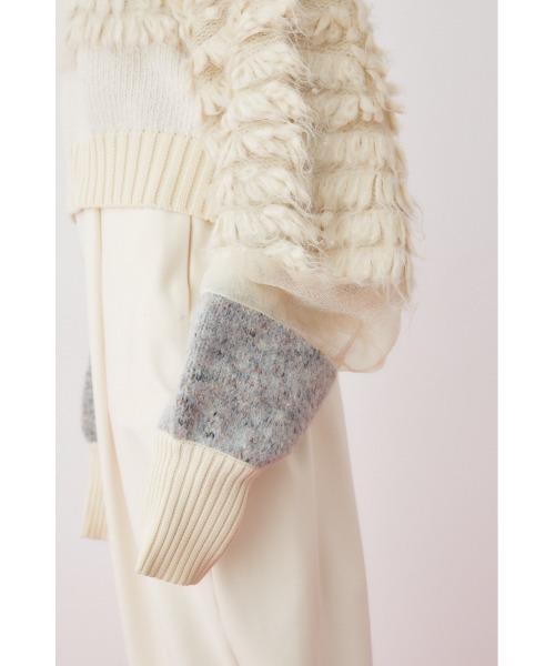 HeRIN.CYE（ヘリンドットサイ）の「Mix knit short tops　　ミックスニットショートトップス（ニット/セーター・レディース・ライトベージュ/グリーン系その他/ライトグレー・FREE）」の16枚目の写真