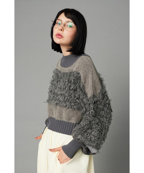 HeRIN.CYE（ヘリンドットサイ）の「Mix knit short tops　　ミックスニットショートトップス（ニット/セーター・レディース・ライトベージュ/グリーン系その他/ライトグレー・FREE）」の18枚目の写真