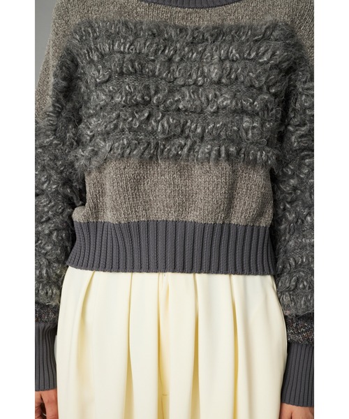 HeRIN.CYE（ヘリンドットサイ）の「Mix knit short tops　　ミックスニットショートトップス（ニット/セーター・レディース・ライトベージュ/グリーン系その他/ライトグレー・FREE）」の22枚目の写真