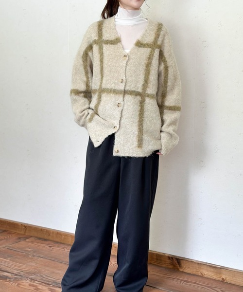 セール】5Gシャギーチェックカーディガン（カーディガン/ボレロ）｜Per