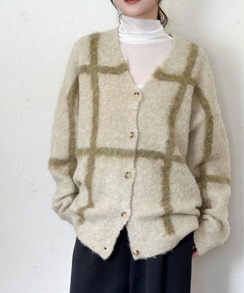 セール】5Gシャギーチェックカーディガン（カーディガン/ボレロ）｜Per