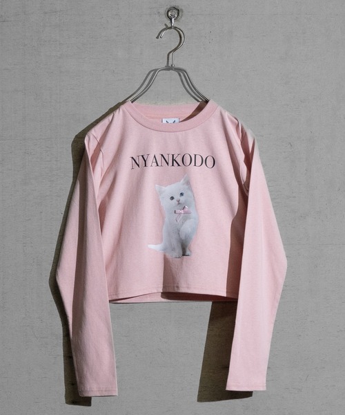 JOHN'S CLOSET(ジョンズクローゼット)の「【t】〔神保町にゃんこ堂〕ネコプリント サイドシャーリング ロンT(Tシャツ/カットソー・レディース・ブラック系1/ピンク系1/ピンク系2/ブラック系2/ホワイト系1/ホワイト系2・MEDIUM)」の14枚目の写真