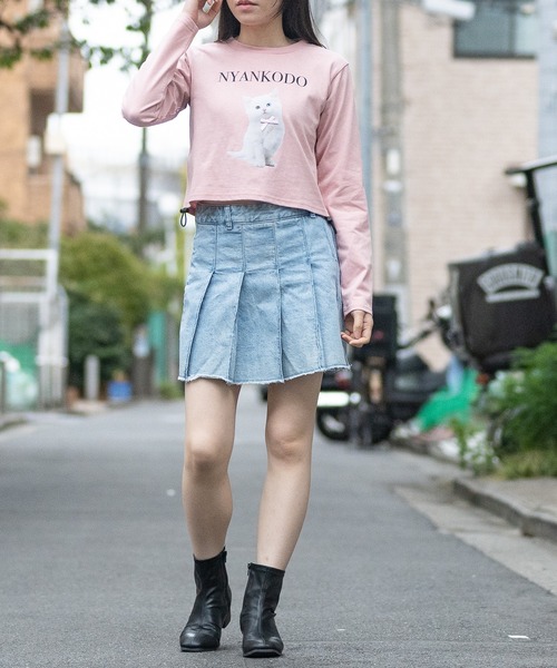 JOHN'S CLOSET(ジョンズクローゼット)の「【t】〔神保町にゃんこ堂〕ネコプリント サイドシャーリング ロンT(Tシャツ/カットソー・レディース・ブラック系1/ピンク系1/ピンク系2/ブラック系2/ホワイト系1/ホワイト系2・MEDIUM)」の21枚目の写真