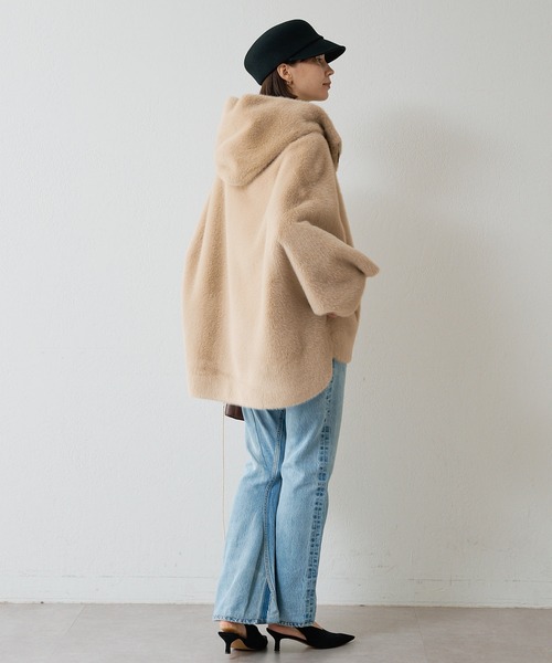 ウィムガゼット　LOU ANDREA フードファーコート ベージュ　今期 Whim Gazette（ウィムガゼット）の「【15th】【LOU ANDREA