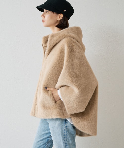 ウィムガゼット　LOU ANDREA フードファーコート ベージュ　今期 Whim Gazette（ウィムガゼット）の「【15th】【LOU ANDREA