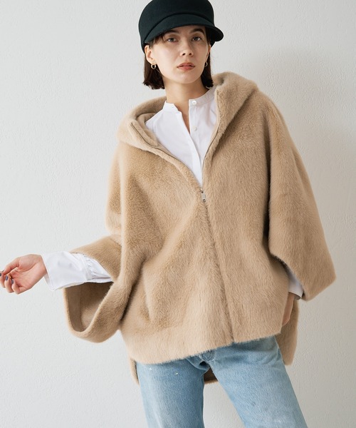 ウィムガゼット　LOU ANDREA フードファーコート ベージュ　今期 ウィムガゼット LOU ANDREA フードファーコート ベージュ 今期