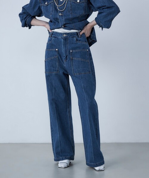 ENEU エヌー / ポケットフレアデニム フロントポケット/ ハンナミ 韓国 ポケットセンタープレスデニムパンツ | ファッション通販サイト NUGU