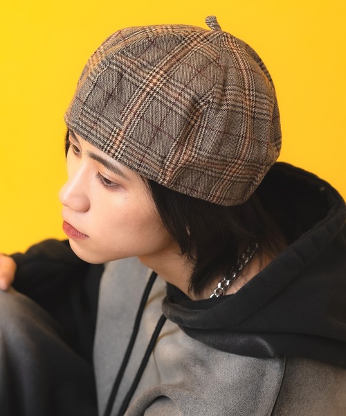セール】an meets zakka グレンチェックツイードベレー帽