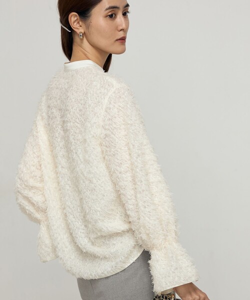 NOLLEY’S Sophi(ノーリーズソフィ)の「フェザーカットジャガードブラウス(シャツ/ブラウス・レディース・オフホワイト/ネイビー・38)」の9枚目の写真