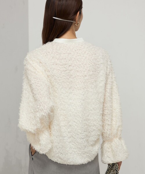 NOLLEY’S Sophi(ノーリーズソフィ)の「フェザーカットジャガードブラウス(シャツ/ブラウス・レディース・オフホワイト/ネイビー・38)」の10枚目の写真