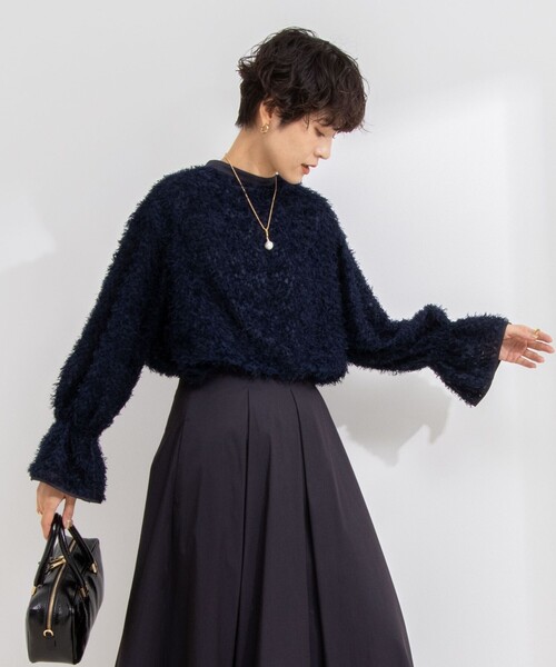 NOLLEY’S Sophi(ノーリーズソフィ)の「フェザーカットジャガードブラウス(シャツ/ブラウス・レディース・オフホワイト/ネイビー・38)」の17枚目の写真
