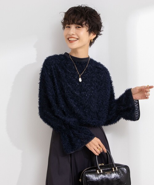 NOLLEY’S Sophi(ノーリーズソフィ)の「フェザーカットジャガードブラウス(シャツ/ブラウス・レディース・オフホワイト/ネイビー・38)」の22枚目の写真