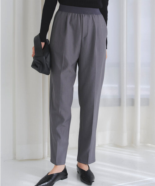 KOBE LETTUCE（コウベレタス）の「ウエストゴムスラックス（スラックス・レディース・ブラック/グレー/ベージュ/アイボリー系・M/L/PM/PL）」の3枚目の写真