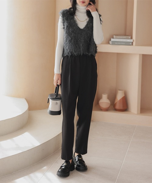 KOBE LETTUCE（コウベレタス）の「ウエストゴムスラックス（スラックス・レディース・ブラック/グレー/ベージュ/アイボリー系・M/L/PM/PL）」の5枚目の写真