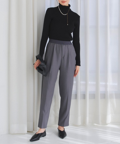 KOBE LETTUCE（コウベレタス）の「ウエストゴムスラックス（スラックス・レディース・ブラック/グレー/ベージュ/アイボリー系・M/L/PM/PL）」の6枚目の写真