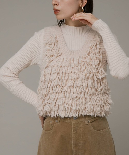 アーバンリサーチ サニーレーベル ループフリンジ ニットベスト URBAN RESEARCH Sonny Label（アーバンリサーチサニーレーベル