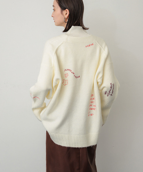 SENSE OF PLACE by URBAN RESEARCH（センスオブプレイスバイアーバンリサーチ）の「シシュウVネックカーディガン（カーディガン/ボレロ・レディース・チャコールグレー/アイボリー/ネイビー/ピンク・ONE）」の8枚目の写真