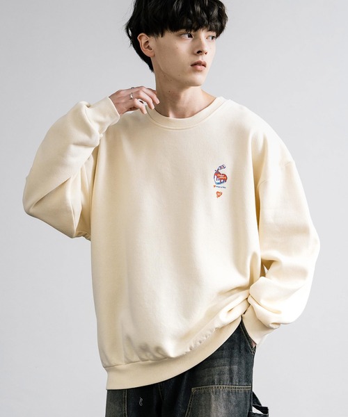 Rocky Monroe(ロッキーモンロー)の「オーバーサイズ裏起毛ワンポイントプリントスウェット/刺繍トレーナー(スウェット・メンズ・ブラック/ネイビー系/グレー系/チャコールグレー/アッシュ/杢グレー/ピンク/ベージュ系/ネイビー系1/グレー系1/グリーン/オートミール/ネイビー/チャコール・XL/L/M)」の9枚目の写真
