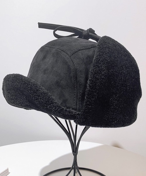 DAY CLOSET（デイ クローゼット）の「レディース スウェード×ボアキルティングフライトキャップ 耳当て付き（キャップ・レディース・ブラウン/チャコールグレー/ブラック・ONE SIZE）」の2枚目の写真
