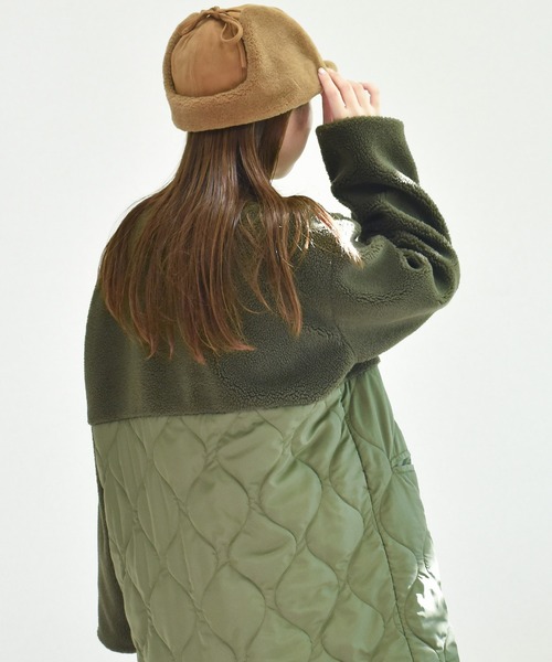 DAY CLOSET（デイ クローゼット）の「レディース スウェード×ボアキルティングフライトキャップ 耳当て付き（キャップ・レディース・ブラウン/チャコールグレー/ブラック・ONE SIZE）」の8枚目の写真