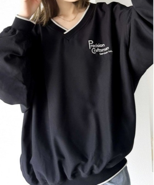 Per sist ence(パーシエンス)の「リブライン/プリントロゴ/Vネックプルオーバー(Tシャツ/カットソー・レディース・グリーン/ベージュ/ブラック・LARGE/MEDIUM/X-LARGE)」の7枚目の写真
