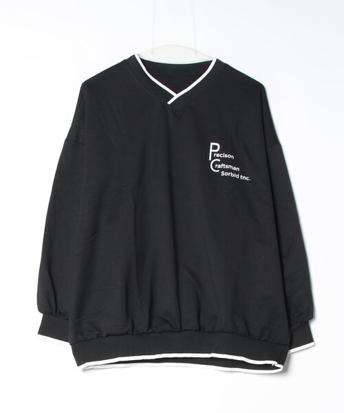 Per sist ence(パーシエンス)の「リブライン/プリントロゴ/Vネックプルオーバー(Tシャツ/カットソー・レディース・グリーン/ベージュ/ブラック・LARGE/MEDIUM/X-LARGE)」の6枚目の写真