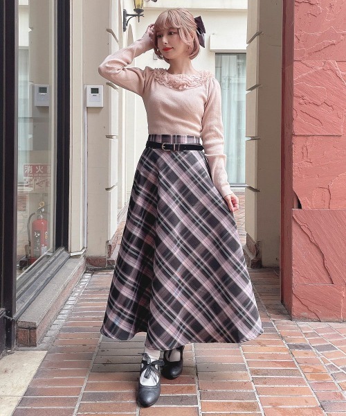 an another angelus（アンアナザーアンジェラス）の「チュールフリルリブニット/ananotherangelus（ニット/セーター・レディース・ライトピンク/オフホワイト/ブラック×ホワイト・FREE）」の21枚目の写真