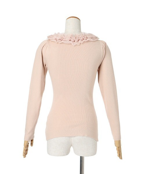 an another angelus（アンアナザーアンジェラス）の「チュールフリルリブニット/ananotherangelus（ニット/セーター・レディース・ライトピンク/オフホワイト/ブラック×ホワイト・FREE）」の15枚目の写真