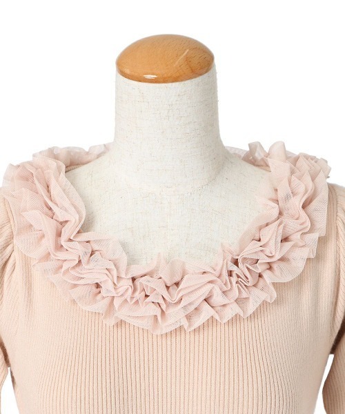 an another angelus（アンアナザーアンジェラス）の「チュールフリルリブニット/ananotherangelus（ニット/セーター・レディース・ライトピンク/オフホワイト/ブラック×ホワイト・FREE）」の17枚目の写真