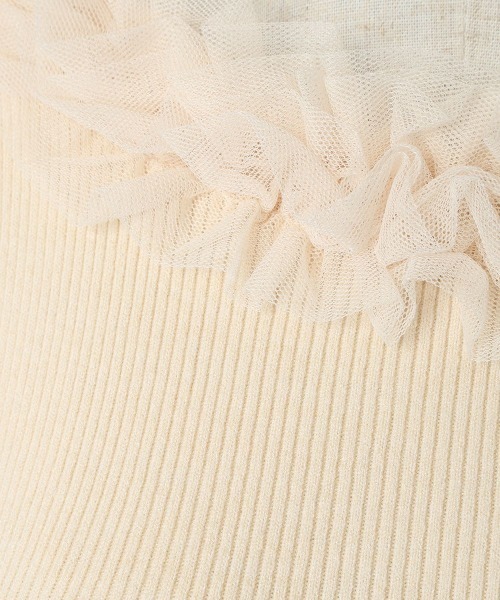 an another angelus（アンアナザーアンジェラス）の「チュールフリルリブニット/ananotherangelus（ニット/セーター・レディース・ライトピンク/オフホワイト/ブラック×ホワイト・FREE）」の18枚目の写真