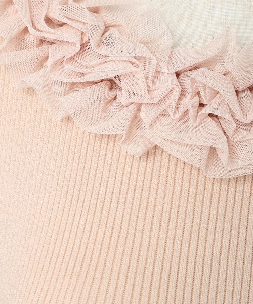 an another angelus（アンアナザーアンジェラス）の「チュールフリルリブニット/ananotherangelus（ニット/セーター・レディース・ライトピンク/オフホワイト/ブラック×ホワイト・FREE）」の19枚目の写真