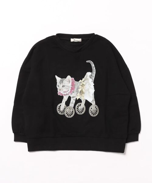 unica（ユニカ）の「cat デザイントレーナー（スウェット・キッズ・ブラック/オフホワイト・M/L/XL/S）」の9枚目の写真