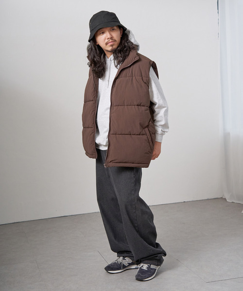 VENCEEXCHANGE（ヴァンスエクスチェンジ）の「ナイロン中綿ベスト（ダウンベスト・メンズ・ブラウン/オフホワイト/ブラック・M/L/LL）」の7枚目の写真