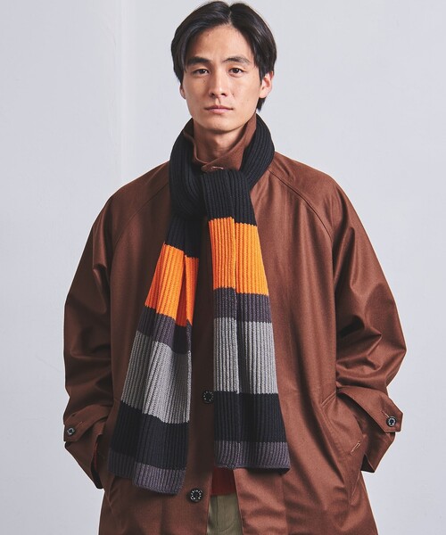 UNITED ARROWS（ユナイテッドアローズ）の「ボーダー ニット マフラー（マフラー・メンズ・ブラウン/ダークグレー/ネイビー・FREE）」の2枚目の写真