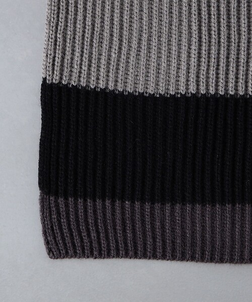 UNITED ARROWS（ユナイテッドアローズ）の「ボーダー ニット マフラー（マフラー・メンズ・ブラウン/ダークグレー/ネイビー・FREE）」の4枚目の写真