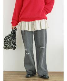 Samansa Mos2 | ダメージ加工ルーズデニム(その他パンツ)