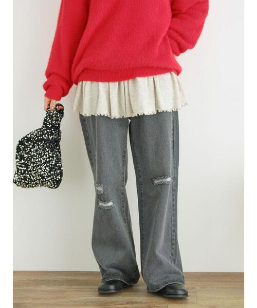 Samansa Mos2（サマンサ モスモス）の「ダメージ加工ルーズデニム（その他パンツ・レディース・ブラック/サックスブルー・M/L）」の11枚目の写真