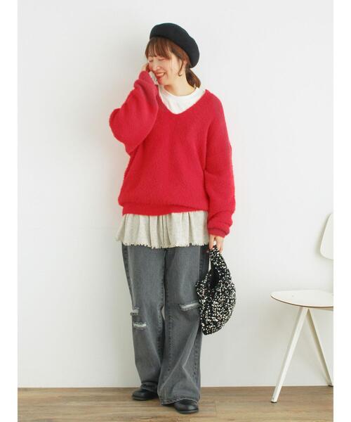 Samansa Mos2（サマンサ モスモス）の「ダメージ加工ルーズデニム（その他パンツ・レディース・ブラック/サックスブルー・M/L）」の8枚目の写真