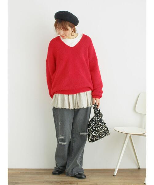 Samansa Mos2（サマンサ モスモス）の「ダメージ加工ルーズデニム（その他パンツ・レディース・ブラック/サックスブルー・M/L）」の7枚目の写真