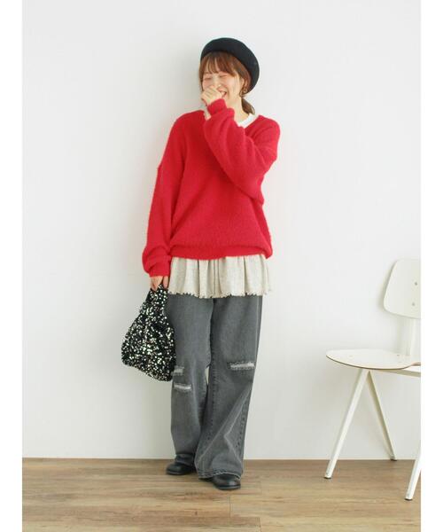 Samansa Mos2（サマンサ モスモス）の「ダメージ加工ルーズデニム（その他パンツ・レディース・ブラック/サックスブルー・M/L）」の5枚目の写真