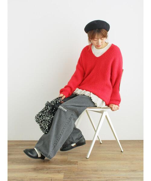 Samansa Mos2（サマンサ モスモス）の「ダメージ加工ルーズデニム（その他パンツ・レディース・ブラック/サックスブルー・M/L）」の4枚目の写真