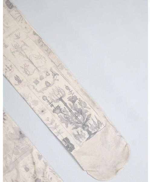 rurumu:（ルルムウ）の「rurumu:/ルルムウ/"Unknown Plants" printed over knee socks（ソックス/靴下・レディース・サックスブルー/アイボリー/ブラック・FREE）」の10枚目の写真