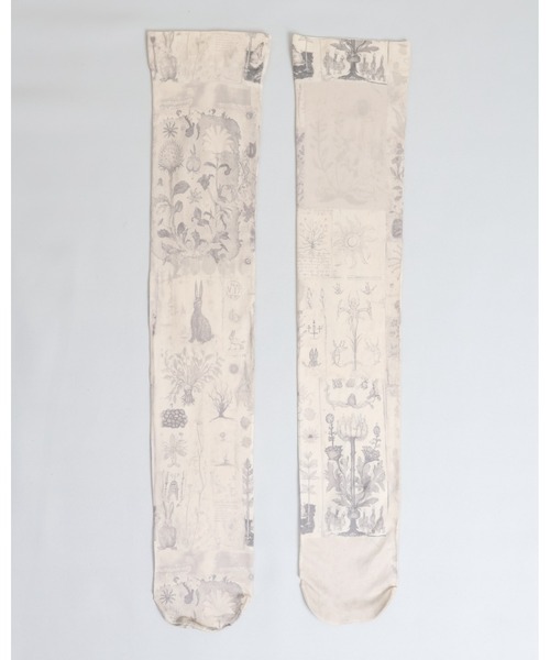 rurumu:（ルルムウ）の「rurumu:/ルルムウ/"Unknown Plants" printed over knee socks（ソックス/靴下・レディース・サックスブルー/アイボリー/ブラック・FREE）」の12枚目の写真