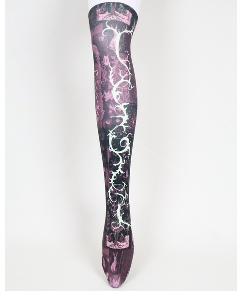 rurumu:（ルルムウ）の「rurumu:/ルルムウ/"Unknown Plants" printed over knee socks（ソックス/靴下・レディース・サックスブルー/アイボリー/ブラック・FREE）」の13枚目の写真