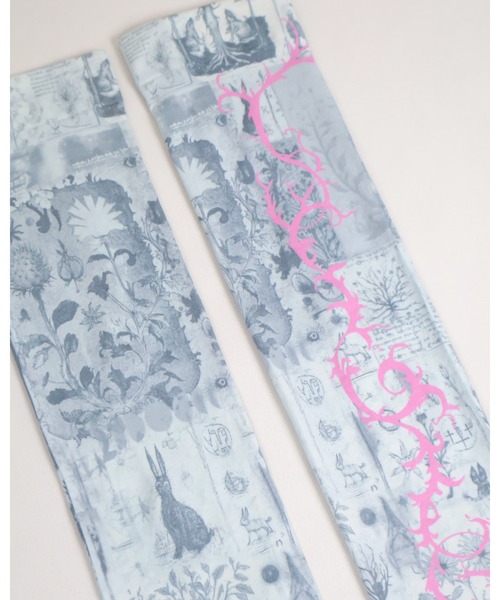 rurumu:（ルルムウ）の「rurumu:/ルルムウ/"Unknown Plants" printed over knee socks（ソックス/靴下・レディース・サックスブルー/アイボリー/ブラック・FREE）」の19枚目の写真