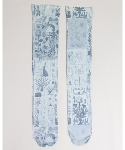 rurumu:（ルルムウ）の「rurumu:/ルルムウ/"Unknown Plants" printed over knee socks（ソックス/靴下・レディース・サックスブルー/アイボリー/ブラック・FREE）」の20枚目の写真