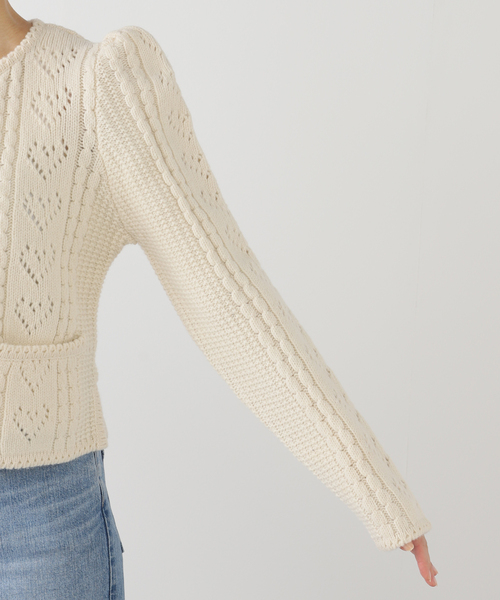 Noble（ノーブル）の「《NOBLE別注》VENIT/ヴェニット アランニットカーディガン（カーディガン/ボレロ・レディース・アイボリー/サックスブルー・FREE）」の19枚目の写真