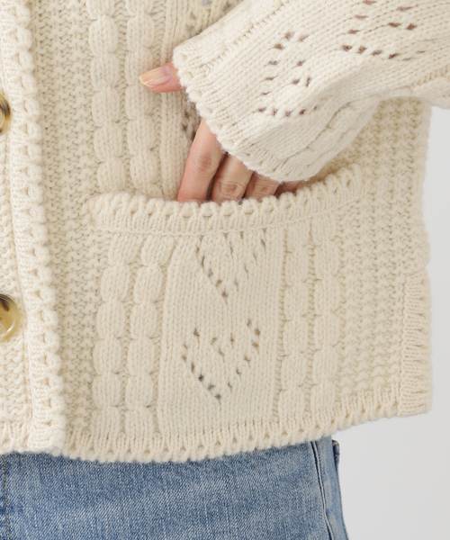 Noble（ノーブル）の「《NOBLE別注》VENIT/ヴェニット アランニットカーディガン（カーディガン/ボレロ・レディース・アイボリー/サックスブルー・FREE）」の21枚目の写真